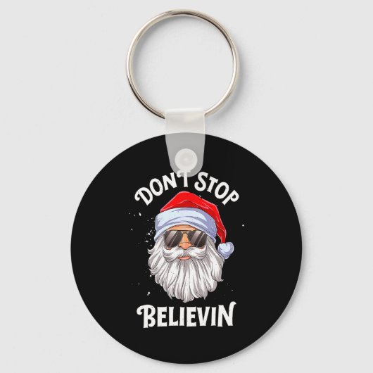 Dont Stop Believin Santa Funny Christmas Boys Kid Sleutelhanger (Voorkant)