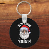Dont Stop Believin Santa Funny Christmas Boys Kid Sleutelhanger (Voorkant)