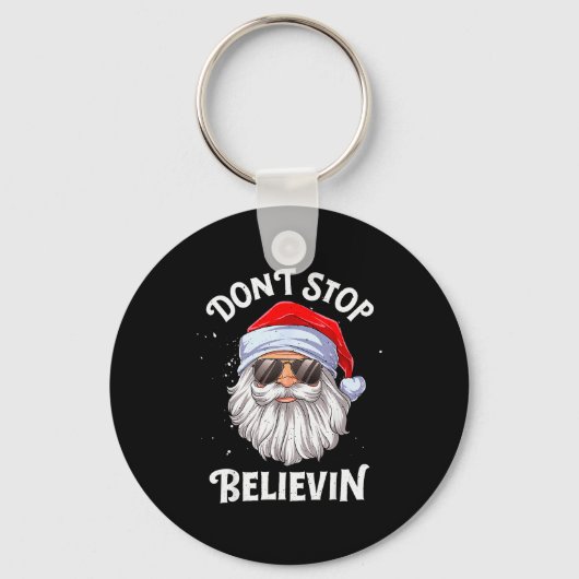 Don't Stop Believin Santa Funny Christmas Boys Kid Sleutelhanger (Voorkant)