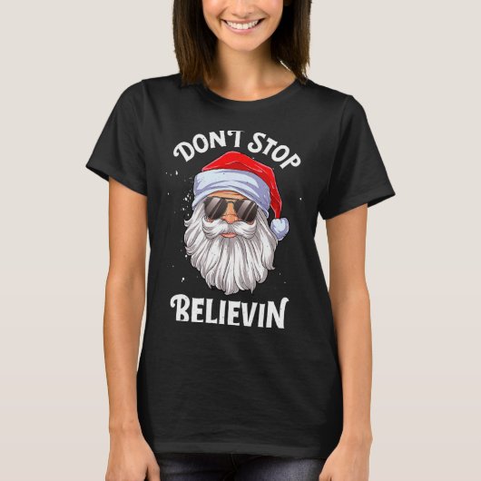 Dont Stop Believin Santa Funny Christmas Boys Kid T-shirt (Voorkant)