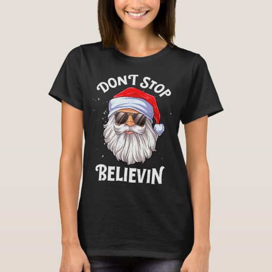 Dont Stop Believin Santa Funny Christmas Boys Kid  T-shirt (Voorkant)
