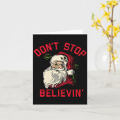 Don't Stop Believing, Funny Santa, Winter Christma Kaart (Gele Bloem)