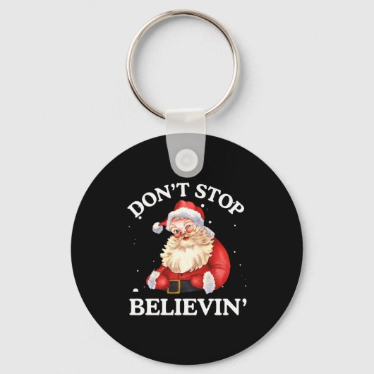 Don't Stop Believing Santa Funny Santa Claus Face  Sleutelhanger (Voorkant)