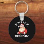 Don't Stop Believing Santa Funny Santa Claus Face  Sleutelhanger (Voorkant)