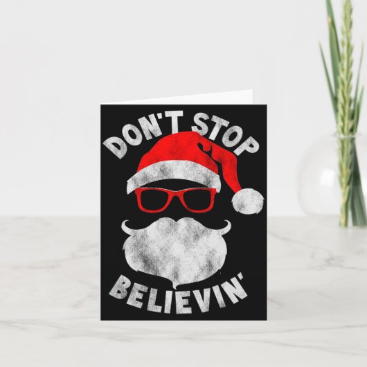 Don't Stop Believing Shades Santa Christmas Tee Lo Kaart (Voorkant)