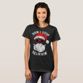 Don't Stop Believing Shades Santa Christmas Tee Lo T-shirt (Voorkant volledig)