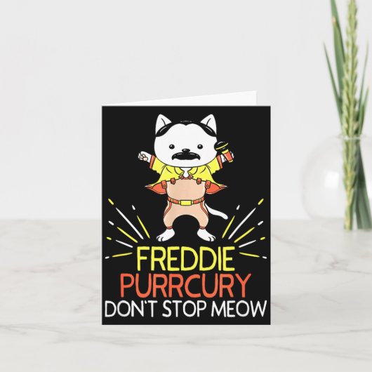 Don't Stop Meow Die Purrcury Funny Cat Music Pun G Kaart (Voorkant)