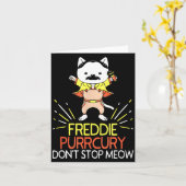 Don't Stop Meow Die Purrcury Funny Cat Music Pun G Kaart (Gele Bloem)