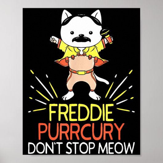 Don't Stop Meow Die Purrcury Funny Cat Music Pun G Poster (Voorkant)