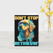 Don't Stop Retrievin - Retro Golden Retriever Dog  Kaart (Gele Bloem)
