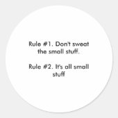Dont Sweat The Small Stuff  Ronde Sticker (Voorkant)