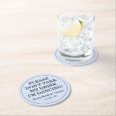 Don't Take My Drink Solid Blue Wedding Ronde Kartonnen Onderzetter (Insitu)