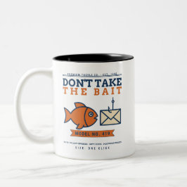Don't Take The Bait Phishing Awareness Retro Tweekleurige Koffiemok