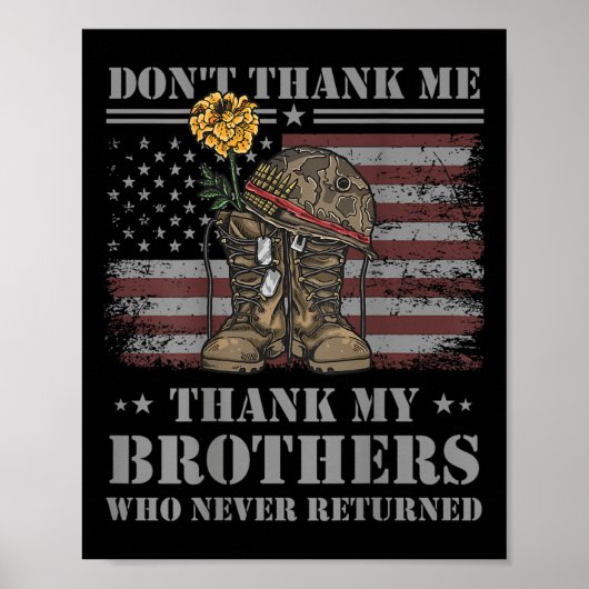 Don't Thank Me Veteran Thank My Brothers Quote Bac Poster (Voorkant)