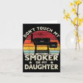 Don't Touch My Smoker Or My Daughter Retro Bbq Gri Kaart (Gele Bloem)