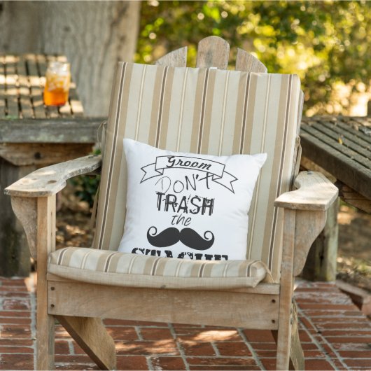 Dont Trash the Stache Mustache Retro Hipster Groom Buitenkussen (Stoel)