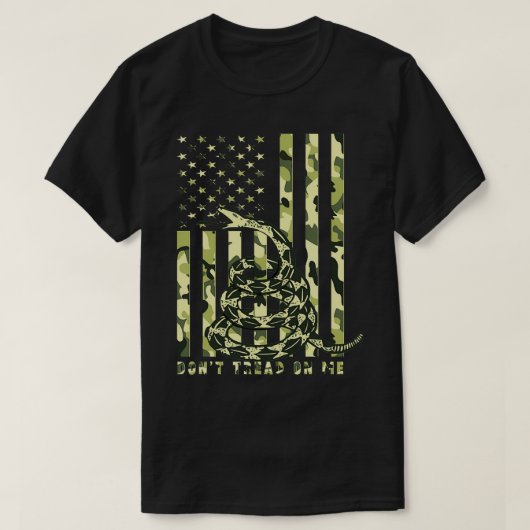 Dont Tread on Me Camo American Flag T-shirt (Design voorkant)