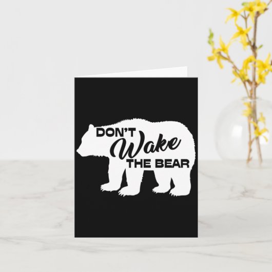Don't Wake The Bear Funny Bear Silhouette Graphic  Kaart (Gele Bloem)