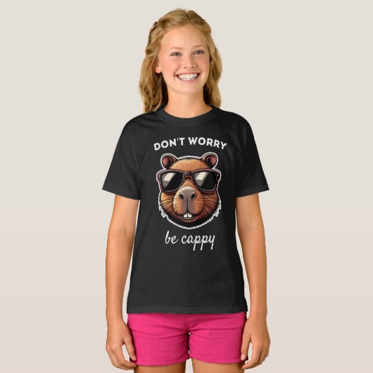 Dont Worry Be Cappy Schattige Capybara Gift T-shirt (Voorkant volledig)