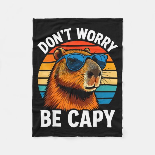 Dont Worry Be Capy Capybara Fleece Deken (Voorkant)
