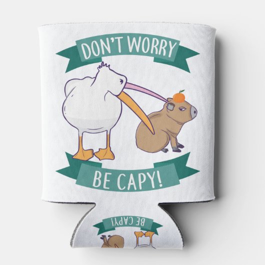 Don't Worry, Be Capy. Capybara Orange Unbothered Blikjeskoeler (Achterkant)
