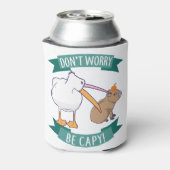 Don't Worry, Be Capy. Capybara Orange Unbothered Blikjeskoeler (Blikje Achterkant)