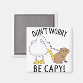 Don't Worry, Be Capy. Capybara Orange Unbothered Magneet (Voorkant / Achterkant)