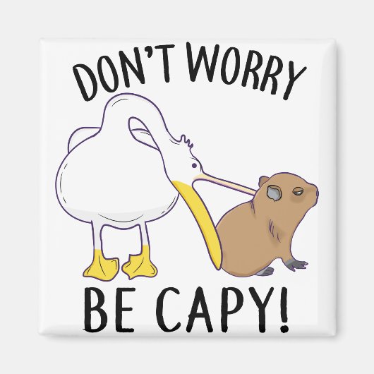 Don't Worry, Be Capy. Capybara Orange Unbothered Magneet (Voorkant)