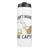Don't Worry, Be Capy. Capybara Orange Unbothered Thermosbeker (Voorkant)