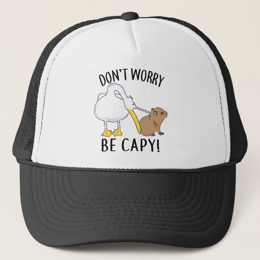 Don't Worry, Be Capy. Capybara Orange Unbothered Trucker Pet (Voorkant)