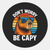 Dont Worry Be Capy Capybara  Ronde Sticker (Voorkant)