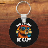 Dont Worry Be Capy Capybara  Sleutelhanger (Voorkant)