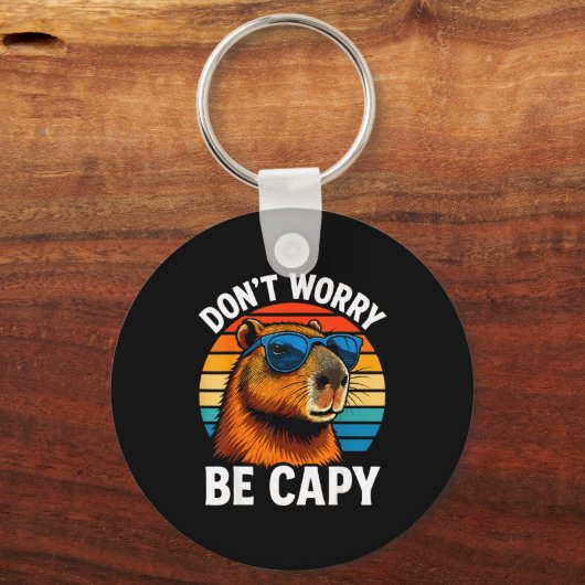 Dont Worry Be Capy Capybara  Sleutelhanger (Voorkant)