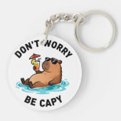 Don't Worry Be Capy Funny Capybara Pun Sleutelhanger (Achterkant)