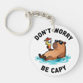 Don't Worry Be Capy Funny Capybara Pun Sleutelhanger (Voorkant)