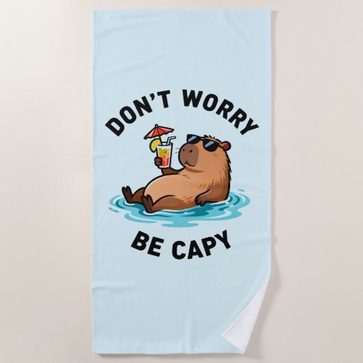 Don't Worry Be Capy Funny Capybara Pun Strandlaken (Voorkant)