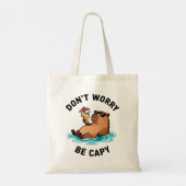 Don't Worry Be Capy Funny Capybara Pun Tote Bag (Achterkant)