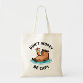 Don't Worry Be Capy Funny Capybara Pun Tote Bag (Voorkant)