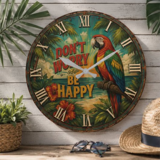 Don't Worry Be Happy Parrot Grote Klok