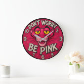 Don't Worry Be Pink Panther retro Grote Klok (Huis)