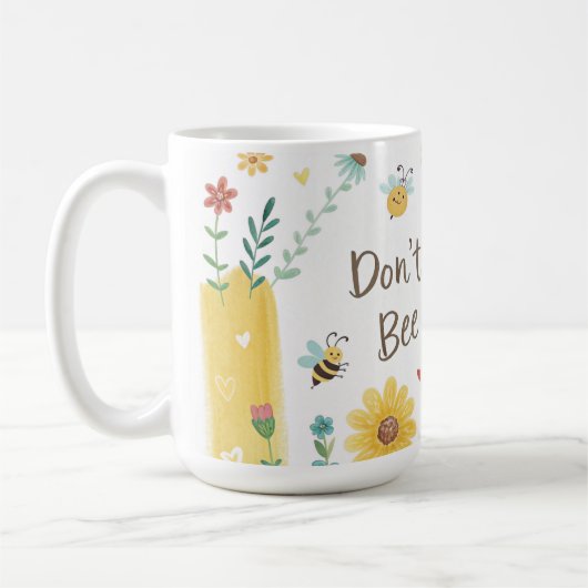 Don't Worry Bee Happy Cute Bee  Koffiemok (Links)