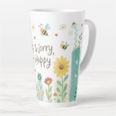 Don't Worry Bee Happy Cute Bee  Latte Mok (Rechterhoek)