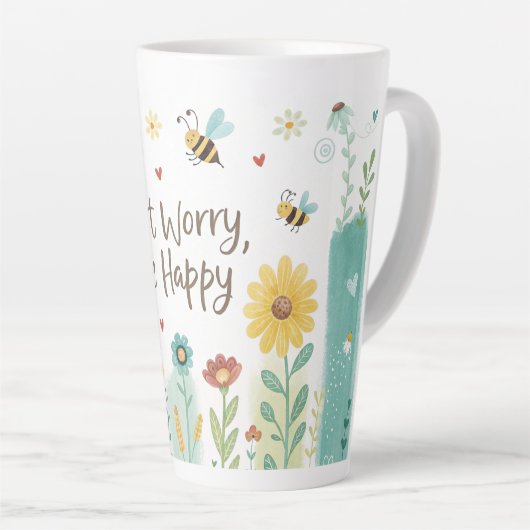 Don't Worry Bee Happy Cute Bee  Latte Mok (Rechterhoek)