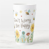 Don't Worry Bee Happy Cute Bee Latte Mok (Voorkant)