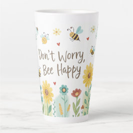 Don't Worry Bee Happy Cute Bee  Latte Mok
