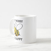 Don't Worry Bee Happy Cute Funny Sitive Quote Koffiemok (Voorkant links)