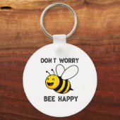 Don't Worry Bee Happy Cute Funny Sitive Quote  Sleutelhanger (Voorkant)