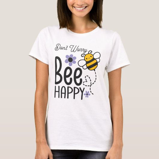 Don't Worry Bee Happy floral heart T-shirt (Voorkant)