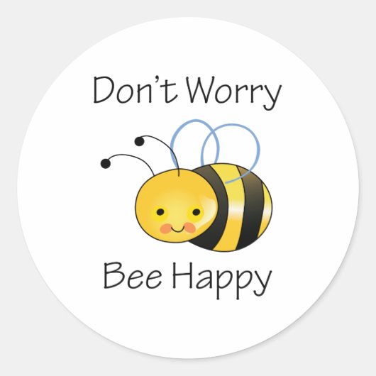 DONT WORRY BEE HAPPY RONDE STICKER (Voorkant)