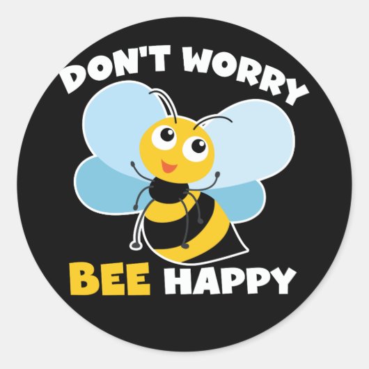 Don't Worry (Bee) Happy Ronde Sticker (Voorkant)